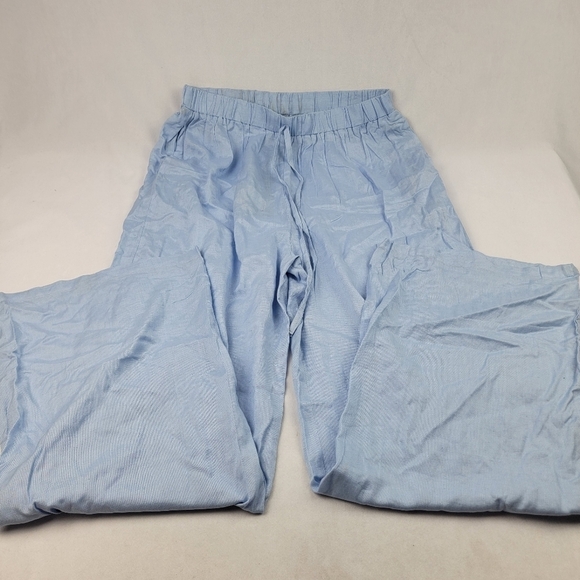 NWT Pretty Little Thing pale blue linen blend drawstring extreme wide leg pants - Picture 5 of 8
